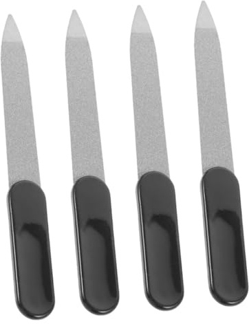Nagelfeile Profi 4 Stück Edelstahl Schwarz Doppelseitig für Nägel