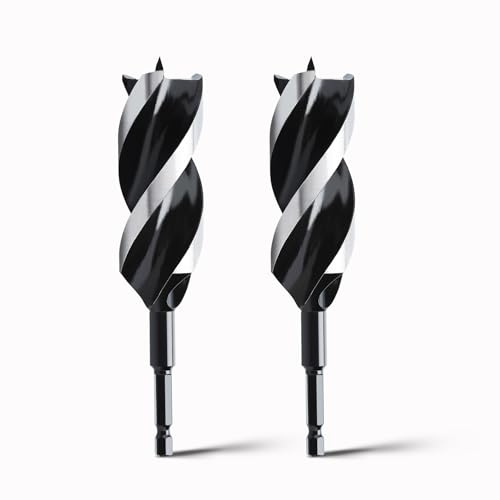 hsawbit Wood Drill Bits, 2pcs x 32mm x 155mm Auger Drill Bit Extra Long | Hex Shank Big Drill Bits Wood Plastic, Drywall Woodworking Large Hole Drill Bit