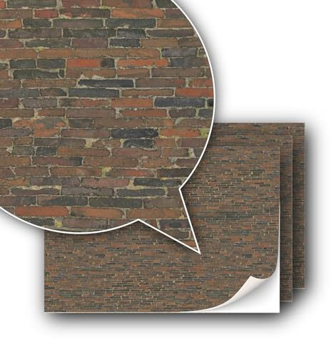 3 Sheets of Self-Adhesive Decorative Film Wall Covering for Model Building in Scale 1:87 Track H0 (UK: 3.5mm Scale) (Weathered Stone Wall)