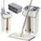 CROWNSHOP Microfibre Mop and Bucket Set with 10 Washable Pads - 107cm Adjustable Stainless Steel Handle | Floor Cleaning System for Hardwood, Tiles & Laminate Floors