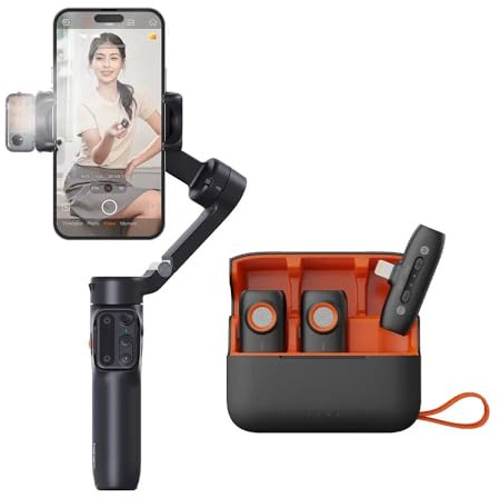 Official V3 Smartphone Stabilizer Ai Face Tracking 3-Axis Phone Gimbal Built-in Selfie Stick Portable Fit For iPhone16/Fit For Samsung(V3black MIC Ligtning)