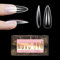 NOVO OVO Long Almond Nail Tips NATURAL (Not SCULPTED) for Flat Nail Beds, Extra Thick L Length False Nails Press on, Full Cover Soft Gel Fake Nail Extension, Salon DIY x 15 Sizes 450 pcs