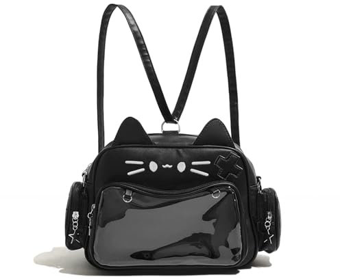 HuiYStar Kawaii Ita-Tasche, Rucksack, Süße Katzen-Schulter- und Umhängetaschen, Mehrzweck-Pin-Display mit Einsatz