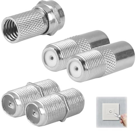 F Plug Connectors Waterproof Micro Screw/Twist On Aerial Coaxial Cable RG6,F Type Female to Male Coax Plug Adapter, F Type Coupler(5PCS Silver)