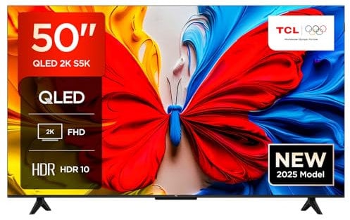 TCL 50S5K-UK – 50” Full HD Smart QLED Direct LED TV with Android TV & HDR - Compatible with Google Cast & Google Home, Slim Design