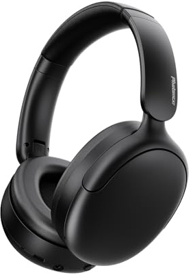 Photoncat Wireless Bluetooth Headphones with ANC, 33-Hour Battery Life, 40mm Drivers, Type-C Charging, Ivory White, Black (Black)