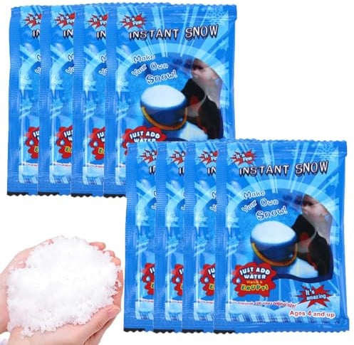 Kunstschnee, Sofortiges Schneepulver, Fake Snow, Künstliches Flauschiges Schneepulver, Feiner Pulverschnee, Dekoschnee Simulation Schnee für Winter Weihnachten Party Weihnachtsdeko, Weiß-8 PCS