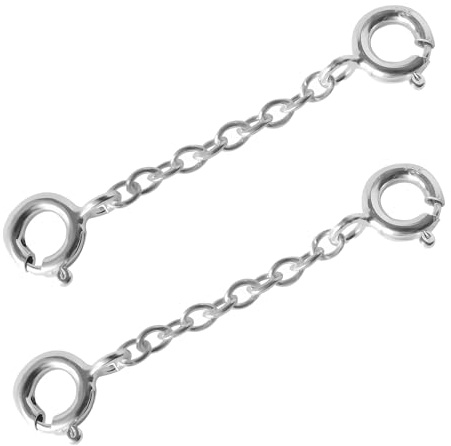 Koprek 2 Pcs 925 Sterling Silver Necklace Extenders, 5 cm Double-Link Extension Chain Bracelet Extender Silver, Silver Bracelet Extender, Suitable for Connecting with Many Kinds of Jewelrys