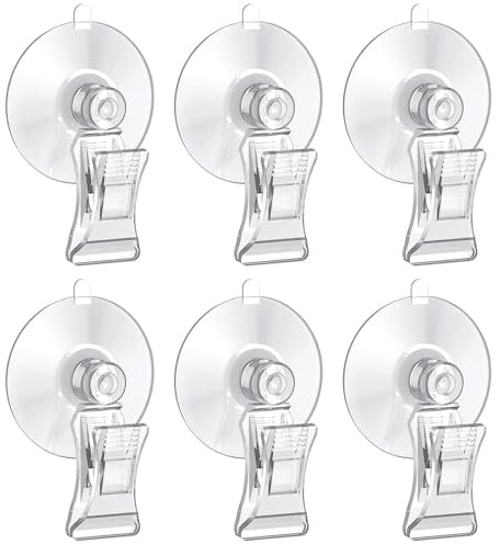 Pawfly 6 Stück Aquarium Saugnäpfe mit Clips Aquarium Saugnapf Clips Klarer Plastik Fischfütterungswerkzeug Pflanzenblatt Algen Clips Gemüsefütterungshalter Unterwasser Fischfütterer Fischtank Zubehör