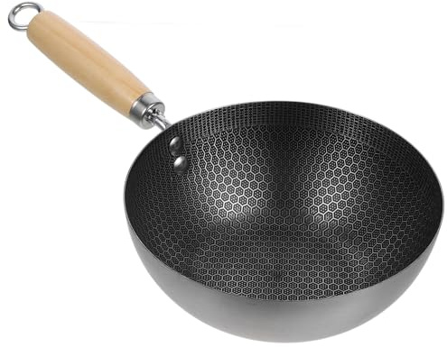 OSALADI Wokpfanne 20cm aus Edelstahl mit Wabenstruktur Antihaftfrei für Gasherd und Elektroherd Inklusive Griff