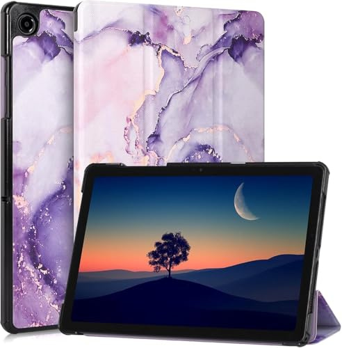 Case For Samsung Galaxy Tab A9 2023 / Tab A11 (2025) Smart Protective Stand Cover, Hard Back Case for 8.7 Inch Tablet, Compatible with A9 A11 (8.7) (Marble Purple)