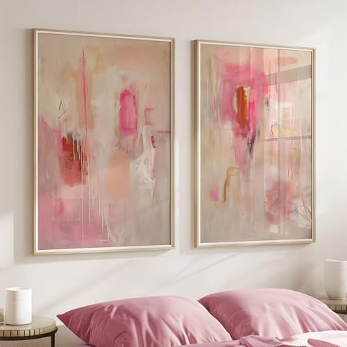 Xiyocadt 2er Poster Set,Rosa und Beige Abstraktes Leinwanddruck Poster,Moderne minimalistische Kunst Bilder für Wohnzimmer,Schlafzimmer,Heimdekoration,Ohne Rahmen (40x60cm)