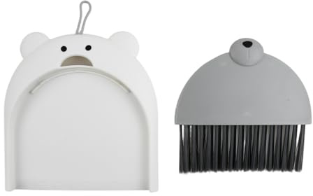 Mini Dustpan and Brush Set, Efficient Desktop Cleaning Tool, Ideal for Office and Home Use, Soft Bristles for Gentle Sweeping, Space-Saving Design, Cute Bear Pattern, Perfect for Dust and Crumbs