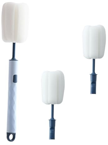 Tofficu Brosse à Bouteille Éponge Détachable pour Camping, Manche Long en Pp, Kit de Nettoyage pour Gourde et Tasse, Facile à Suspendre, Ne Raye Pas la Surface