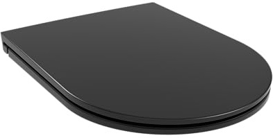RTS Top Fix Toilet Seat, Black, Duroplast, Slim D Shape, Soft Close Quick Release, 360x450mm, 240 max Hinge