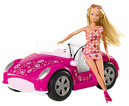 Simba - Steffi Love con Auto Cabriolet Rosa, 105738332, + 3 Anni, Bambola 29 Cm