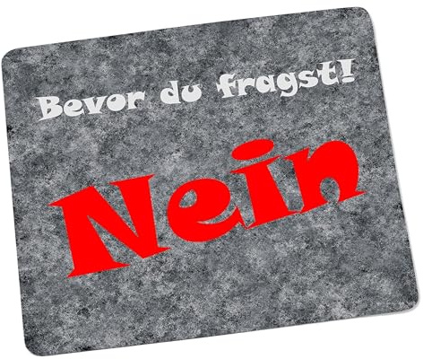 Crealuxe Mousepad personalisiert - Bevor du fragst - Nein! - Mauspad mit Motiv, Spruch oder Wunschtext – Mousepad für Büro/Gaming – Geschenkartikel Computerzubehör – optional mit Namen oder Foto