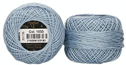 ANCHOR Pearl Yarn, Thickness: 8, Packaging: 10G, Running Length: 82M mittelhellblau Embroidery Threads