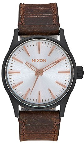 NIXON Sentry 38 Leather Black / silver / brown Fall Winter 16-17 - One Size