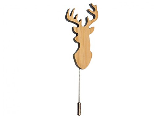 Miniblings Hirsch Brosche Krawattennadel Hirsche Geweih Jagdmotiv REH Holz - Handmade Modeschmuck I Anstecknadel Button Pins
