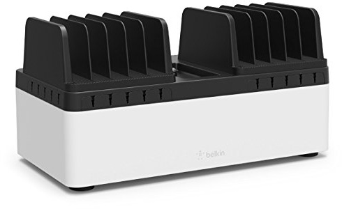 Belkin Store and Charge Go with Fixed Slots Including 2 Surge Protectors for Power Supply - Black/White