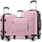 KONO Set di Valigie da 3 Pezzi Valigia Rigida Materiale ABS Leggero e Resistente con 4 Ruote Rotanti Valigia da 20'' 24'' 28'' (Rosa)