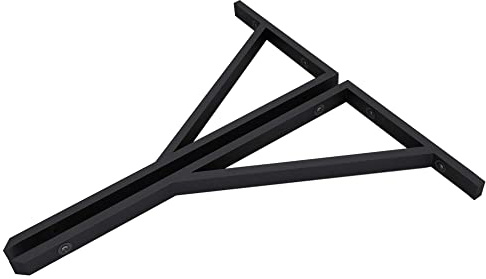 doporro 2 Équerres de Fixation Plan de Toilette Étagère Tablette Murale | Noir, 45x2,5x25cm, Acier Inoxydable, Installation Murale, Porte-Serviette, WH02