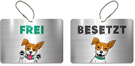 KaiserstuhlCard Magnete Türschild BESETZT FREI Schild WC Kinderzimmer Deko Anhänger Wendeschild 14,8 cm x 10,5 cm Hund Symbole