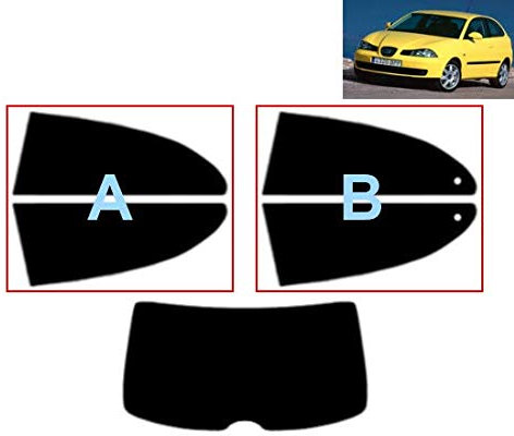 Tintcom.com Passgenaue Tönungsfolie für-Seat Ibiza 3-Türen 2002-2006 Heck/Seitenscheiben (50% Hellschwarz, B)