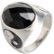 HIJONES Herren Edelstahl Yin Yang Ring mit Oval Schwarz Sandstein Silber Größe 62