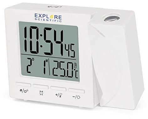 Explore Scientific Orologio radiocontrollato con proiezione ora RDP1001, bianco
