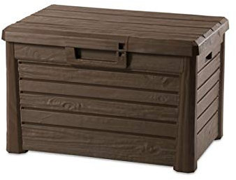 FERMO Marque : Lifetime Coffre DE Rangement BAC COMPOSTE en Plastique COMPOSTEUR Exterieur Effet Bois Marron 120 L