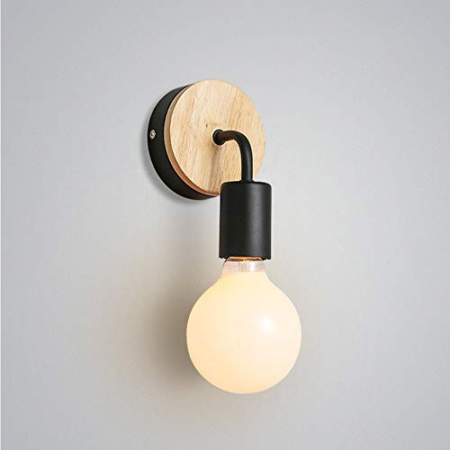 Mengjay Petite lampe murale en bois Moderne Simple Lampe Industrielle Appliques Murales Decoration de la maison,Noir