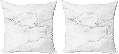 ABAKUHAUS Marmor Dekokissen Kissenbezug 2er Pack, Mineral Bio, Modern Accent Doppelseitiger Digitaldruck, 40x40, grau Staub