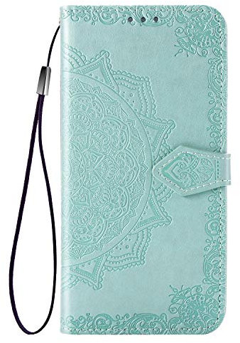 Fertuo Cover per iPhone SE 2022/2020, Custodia Portafoglio a Libro in Pelle Flip Cover con Porta Carte, Chiusura Magnetica [Disegni di Mandala] Case Antiurto per Apple iPhone 8/7, Verde