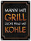 Mann mit Grill sucht Frau mit Kohle Metallschild Single Liebe Hobby grillen