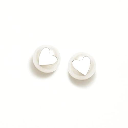 Ohrringe Agatha Ruiz De La Prada Silbergesetz 925m. Perlmädchen 8 mm. Kombiniertes silberner Herz.