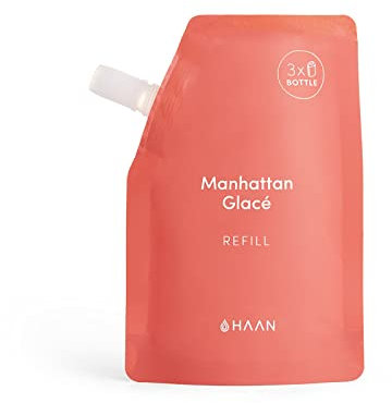 HAAN - Hydroalkoholisches Gel Nachfüller - Handdesinfektionsspray mit Aloe Vera 100ml - Duft Manhattan Glacé - Wiederaufladbar und vegan