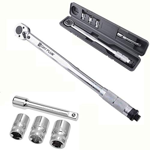 Autofather Torque Wrench 1/2 28-210Nm Torque Tool 17, 19 and 21mm Sockets Ratchet with Extension