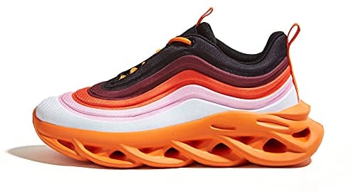 LUCKY STEP Damen Chunky Platform Tie Dye Rainbow Sneakers Tennis Running Mode Schuhe, Orange / mehrfarbig, 43 EU