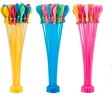 Kleine Wasserballons, Wasserpumpen, Bunch oder Balloons, superschnell gefüllt, 37 Luftballons in unter 60g mit 1 Beutel mit 3 Ballonsträußen (1 Beutel mit 111 Ballons)