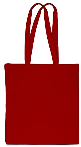 SAKETOS 1 Stück Stofftasche 38 x 42 cm - Tote Bag Rot - Stoffbeutel zum Bemalen Unbedruckt - Baumwolltasche mit Zwei Langen Griffen - Tragetasche, Einkaufstaschen