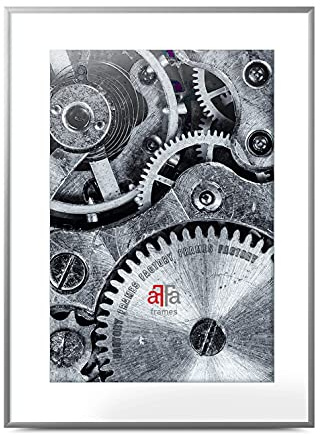 aFFa frames Bilderrahmen 62x93 cm - Aluminium Fotorahmen Alu mit Acrylglas und HDF Rückwand - Posterrahmen für Fotos Urkunden Kunst Bilder Mattsilber