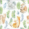 Servietten Tiere 20 Tierfamilien mit Blätter | Elefant Giraffe Zoo Kinder Tischdeko 33x33cm