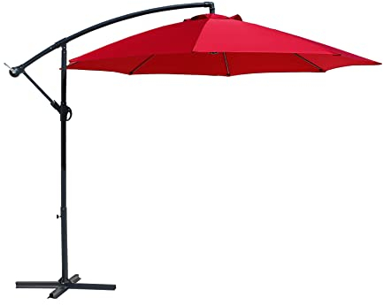 Rebecca Mobili Parasol Descentralizado, Paraguas de Jardín 3x3, Rojo, Acero Poliéster Aluminio, Para Hotel Casa Restaurante - Dimensiones AxANxF: 2,45 x 3 x 3 mt - Art. RE6687