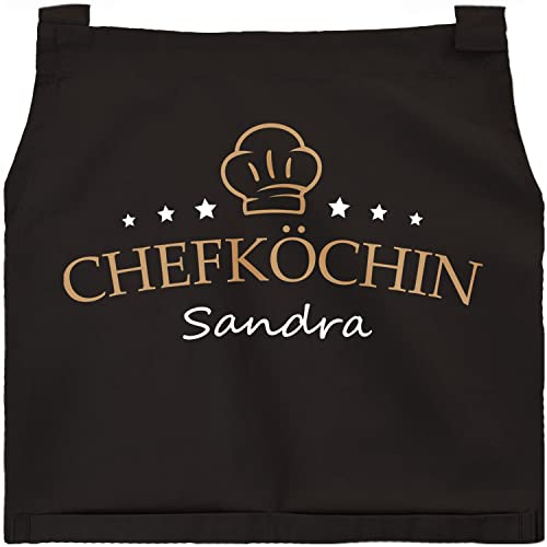 SpecialMe® Kochschürze Küchenschürze Backschürze Damen personalisierte Schürze für Frauen mit Namen Baumwolle schwarz unisize
