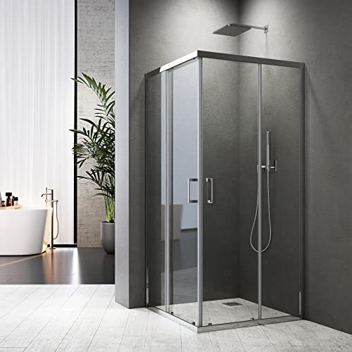Duschkabine 75x80x185cm, Duschkabine Schiebetür mit Schiebetüren 6mm ESG Glas Duschwand Duschabtrennung