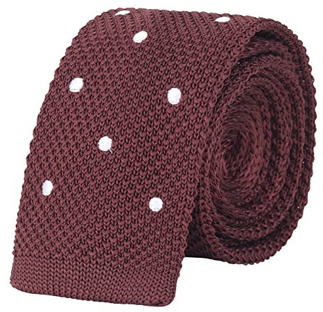 WANYING Herren 5,5cm 2,17 Schmale Krawatte Strickkrawatte Gestrickte Krawatte Narrow Knit Tie Retro Vintage Trendy Sportlich Casual Büro Basic - Gepunktet Braun