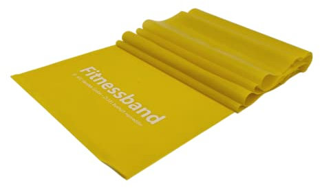 ATC Handels GmbH Fitnessband 1,5m, 2,5m, 5,5m und 25m x 15,5cm in 6 verschiedenen Stärken - Widerstandsband, Gymnastikband, Trainingsband, Sportband, Krafttraining und Yoga, 2,5m extra leicht gelb
