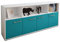 Lqliving Kommode Sideboard Enrica, Korpus in Weiss matt, Front im trendigem Türkis (180x79x35cm), inkl. Metall Griffen, Made in Germany